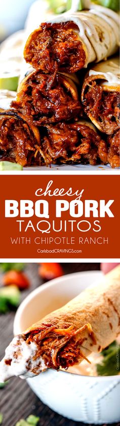 Cheesy Baked BBQ Pork Taquitos