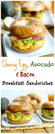 Cheesy Egg, Avocado and Bacon Breakfast Sandwich