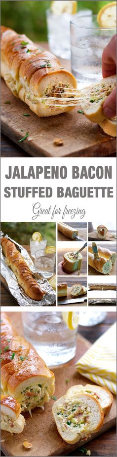 Cheesy Jalapeno Bacon Stuffed Baguette with Garlic Butter