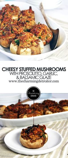 Cheesy Prosciutto and Garlic Stuffed Mushrooms