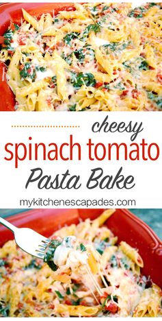 Cheesy Spinach Tomato Pasta Bake