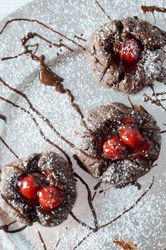 Cherry Chocolate Thumbprint Cookies