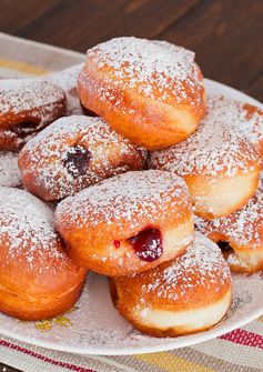 Cherry Jam Filled Sour Cream Donuts