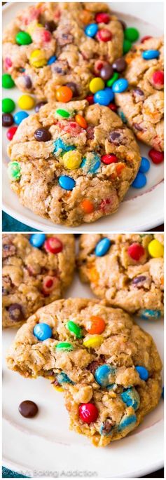 Chewy Oatmeal M&M Cookies