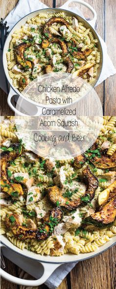 Chicken Alfredo Pasta with Caramelized Acorn Squash