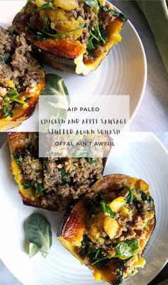 Chicken and Apple Sausage Stuffed Acorn Squash