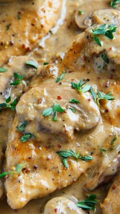 Chicken and Mushroom Skillet in a Creamy Asiago and Mustard Sauce