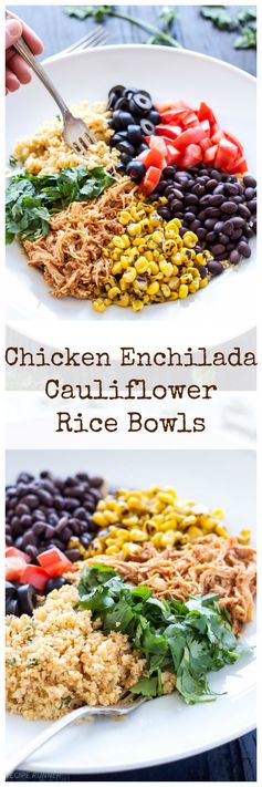 Chicken Enchilada Cauliflower Rice Bowls