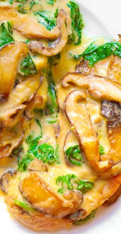 Chicken with Spinach and Mushrooms in Creamy Parmesan Sauce