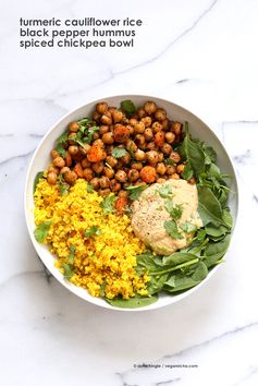 Chickpeas Turmeric Cauliflower Rice Black Pepper Hummus Bowl