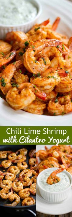 Chili Lime Shrimp Recipe with Cilantro Yogurt Sauce