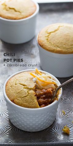 Chili Pot Pies with Cornbread Crust