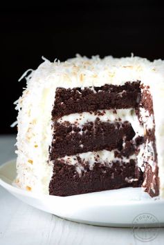 Chocolate Cake with Coconut Cream and Marshmallow Buttercream Frosting