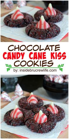 Chocolate Candy Cane Kiss Cookies