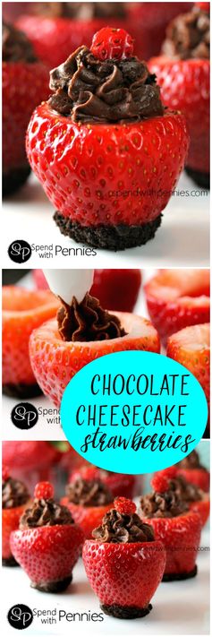 Chocolate Cheesecake Stuffed Strawberries