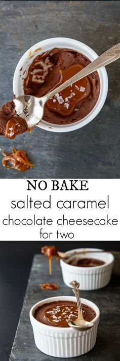 Chocolate Cheesecakes + Salted Caramel Sauce