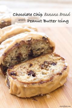 Chocolate Chip Banana Bread with Peanut Butter Icing