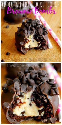 Chocolate Chip Cookie Dough Brownie Bombs