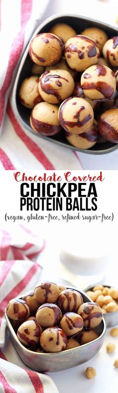 Chocolate Covered Chickpea Protein Balls