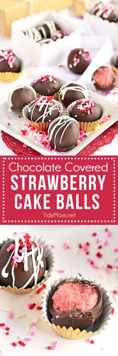 Chocolate Covered Strawberry Cake Balls