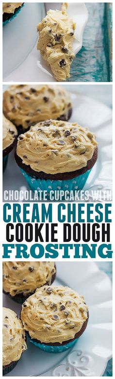 Chocolate Cupcakes with Cream Cheese Cookie Dough Frosting