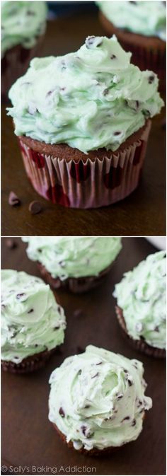 Chocolate Cupcakes with Mint Chocolate Chip Frosting