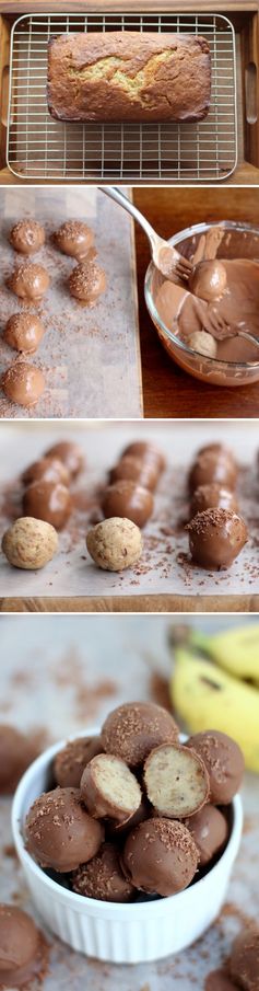 Chocolate-Dipped Banana Bread Truffles