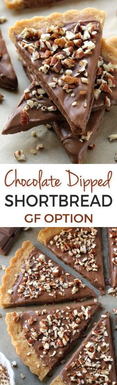 Chocolate Dipped Brown Sugar Shortbread (gluten-free, whole wheat, all-purpose flour options