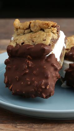 Chocolate-Dipped Ice Cream Cookie Sandwich