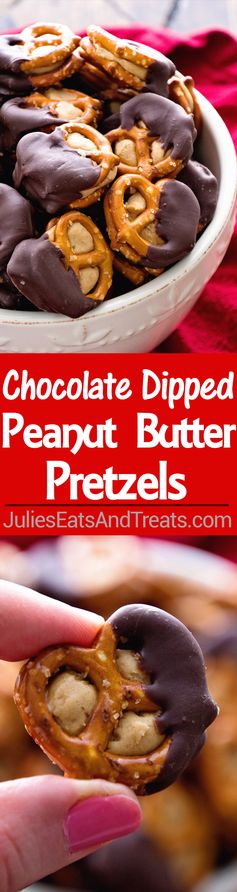 Chocolate Dipped Peanut Butter Pretzels from Julie's Eats & Treats