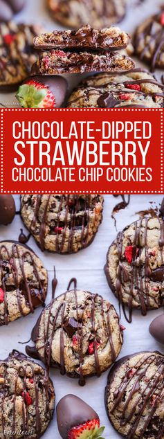 Chocolate-Dipped Strawberry Chocolate Chip Cookies