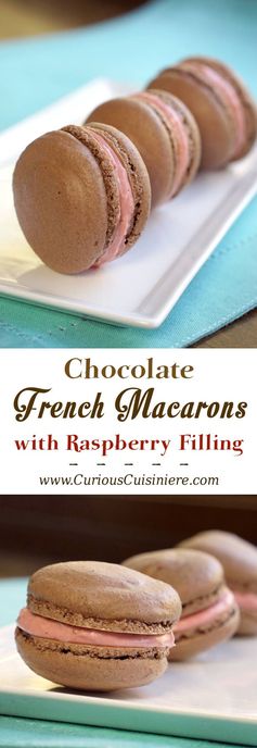 Chocolate French Macarons with Raspberry Filling