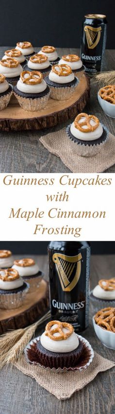 Chocolate Guinness Cupcakes with Maple Cinnamon Frosting