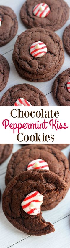 Chocolate Peppermint Kiss Cookies