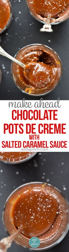 Chocolate Pots de Creme with Salted Caramel Sauce