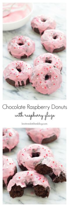 Chocolate Raspberry Donuts with Raspberry Glaze