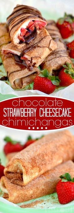 Chocolate Strawberry Cheesecake Chimichangas