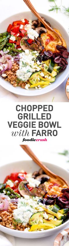 Chopped Grilled Vegetable Bowl with Farro and Fresh Coast Retreat