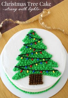 Christmas Tree Cake Strung With Lights