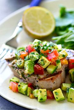 Cilantro-Lime Grilled Tuna with Avocado Cucumber Salsa