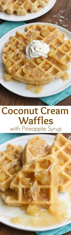 Coconut Cream Waffles with Pineapple Coconut Syrup