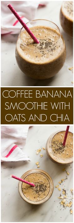 Coffee Banana Smoothie with Oats and Chia