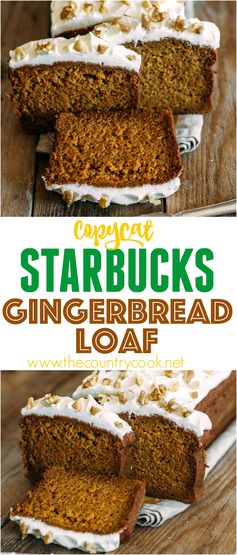 Copycat Starbucks Gingerbread Loaf with Cream Cheese Frosting