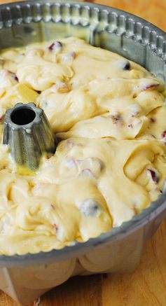 Cranberry-Apple Vanilla Buttermilk Cake with Pecans