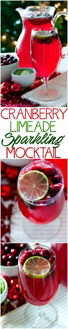 Cranberry Limeade Sparkling Mocktail