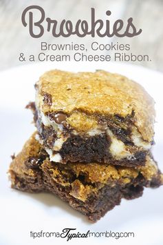 Cream Cheese Brookies~ Brownies & Chocolate Chip Cookies with a Cream Cheese Ribbon