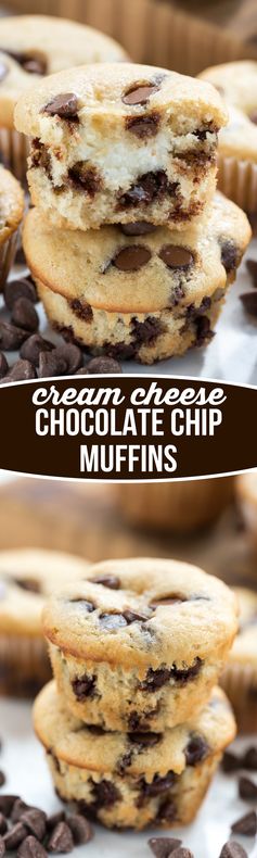 Cream Cheese Filled Chocolate Chip Muffins