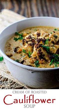 Cream of Roasted Cauliflower Soup with Paprika, Cumin and Fresh Dill