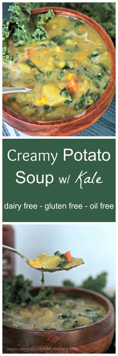 Creamy Dairy Free Potato Soup with Kale