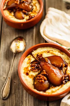 Creamy Ginger Rice Pudding With honeyed Roast Pears And Walnuts